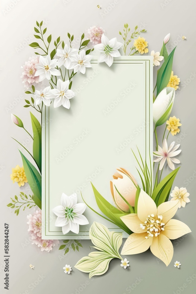 Border frame with floral pattern Generative AI Border frame with floral pattern Generative AI