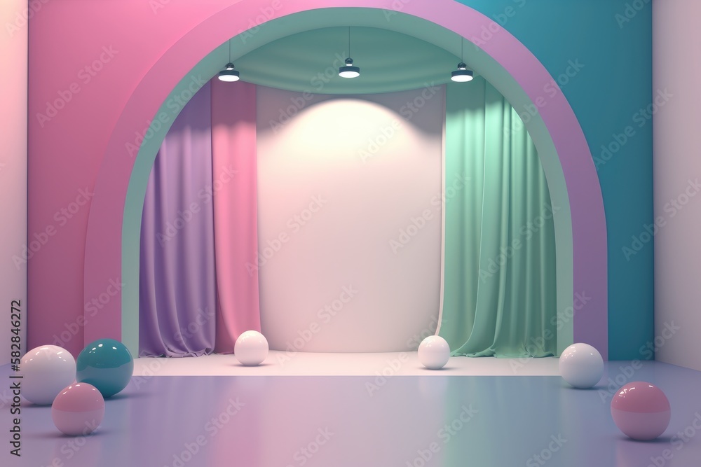 Stand podium wall scene pastel color background, geometric shape for product display presentation. Stand podium wall scene pastel color background, geometric shape for product display presentation.