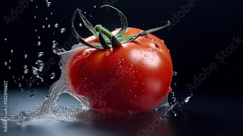 tomato, food, red, vegetable, isolated, fresh, ripe, white, fruit, healthy, water, freshness, wet, organic, juicy, drop, green, salad, vegetarian, tomatoes, ingredient, raw, generative, ai