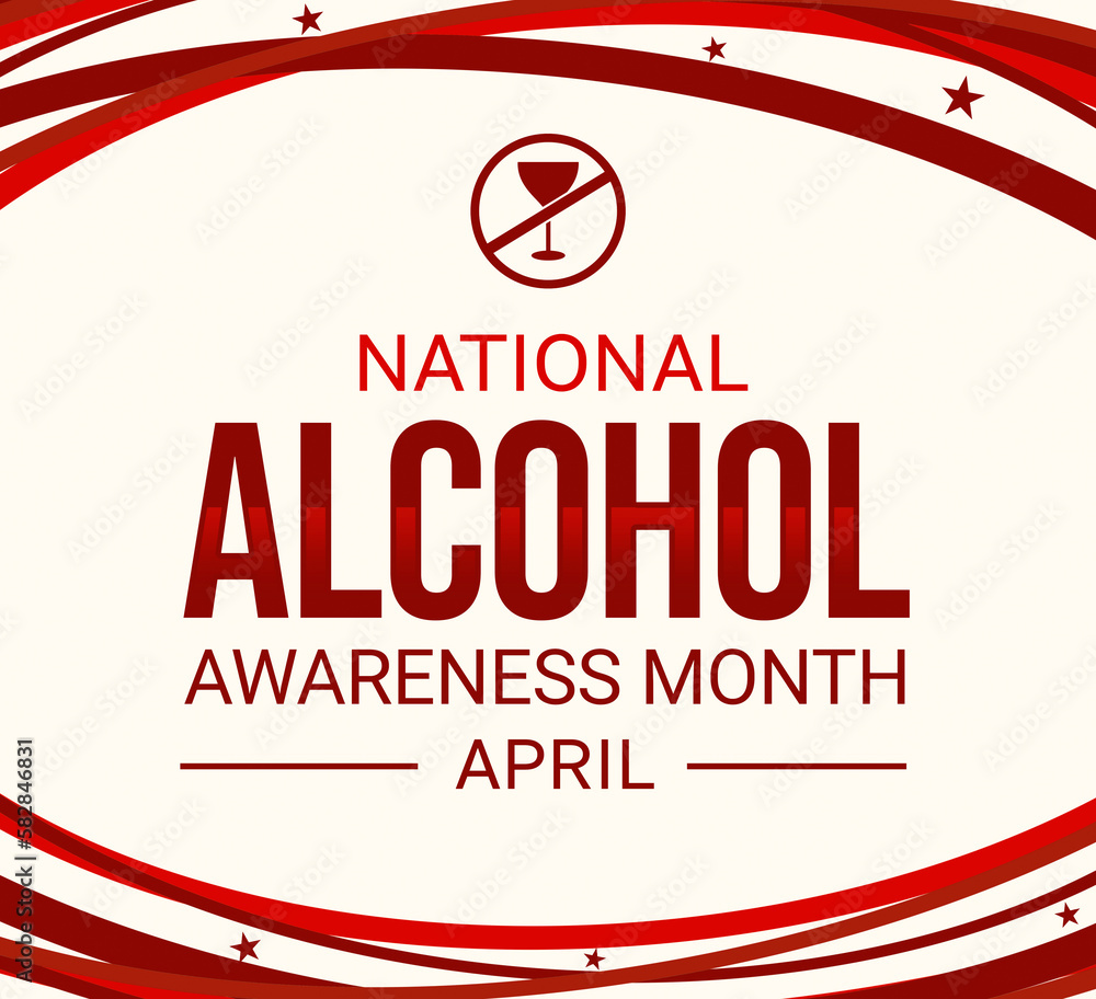 National Alcohol Awareness Month background in red color with