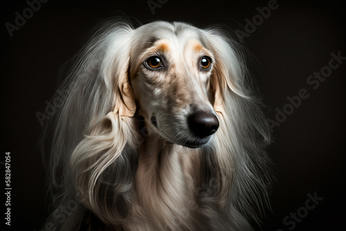 Majestic Saluki Dog on Dark Background - Elegant and Graceful Breed