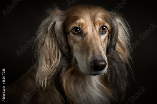 Majestic Saluki Dog on Dark Background - Elegant and Graceful Breed