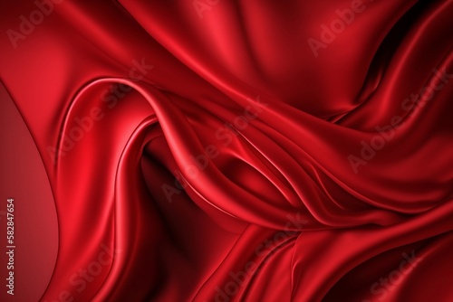 Red shiny silk fabric background. Generative ai.