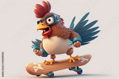 Rooster with Glasses on a S...