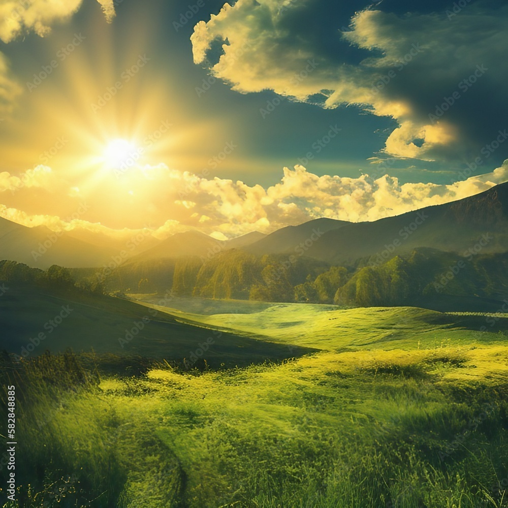 Obraz premium Mysterious realistic highly detailed sunny Landscape That Inspires Wanderlust with depth k quality