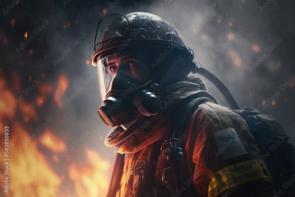 Firefighter searching for possible survives. Generative AI
Firefighter searching for possible survives. Generative AI