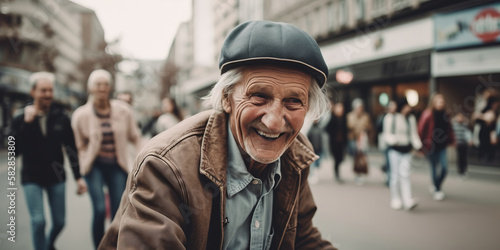 Living Well in Your Senior Years: A Happy Grandpa Living an Active Lifestyle in the City - Generative AI