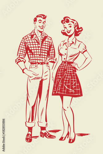 retro cartoon illustration of a couple