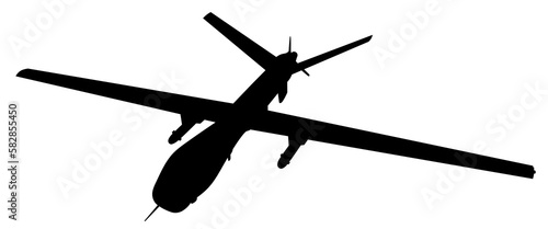 The General Atomics MQ-9 Reaper. U.S. reconnaissance drone silhouette. Air reconnaissance in war. U.S. Military Aviation. photo