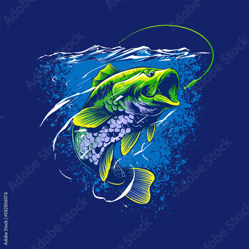 the big green bass fish illustration