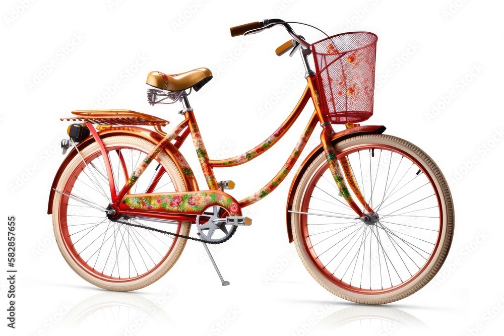 red bicycle on white background