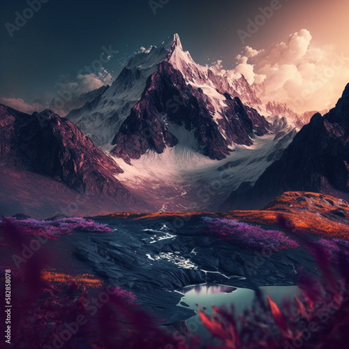 frozen mountain, with a beautiful landscape