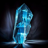 Blue crystal shard shining with a bright blue li