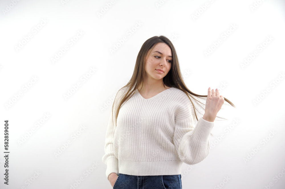 Beautiful model girl with shiny brown and straight long hair straightening Treatment, care and spa procedures. Smooth hairstyle . High quality photo Beautiful model girl with shiny brown and straight long hair straightening Treatment, care and spa procedures. Smooth hairstyle . High quality photo