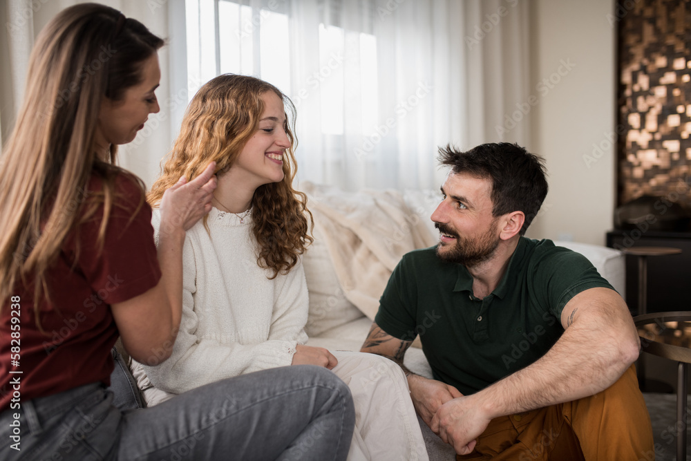 Family of three spending some quality time together. Family of three spending some quality time together.