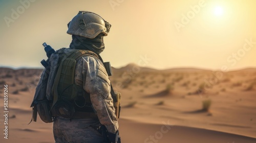 army in the desert, desert storm, generative ai photo