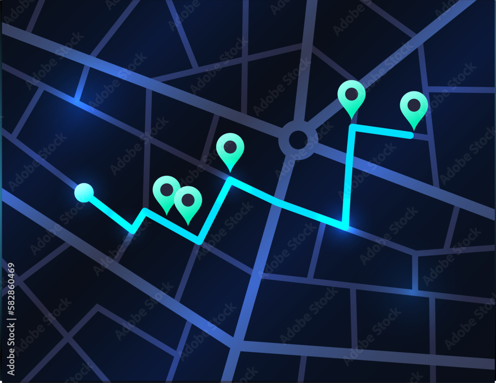 GPS navigation route GPS navigation route