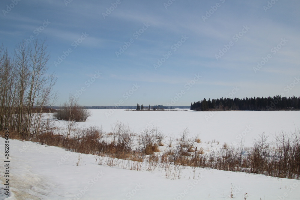 lake in winter, Elk Island National Park, Alberta lake in winter, Elk Island National Park, Alberta
