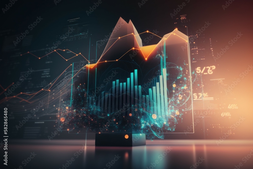 Computer monitor with analytical data visualization. AI generated ...