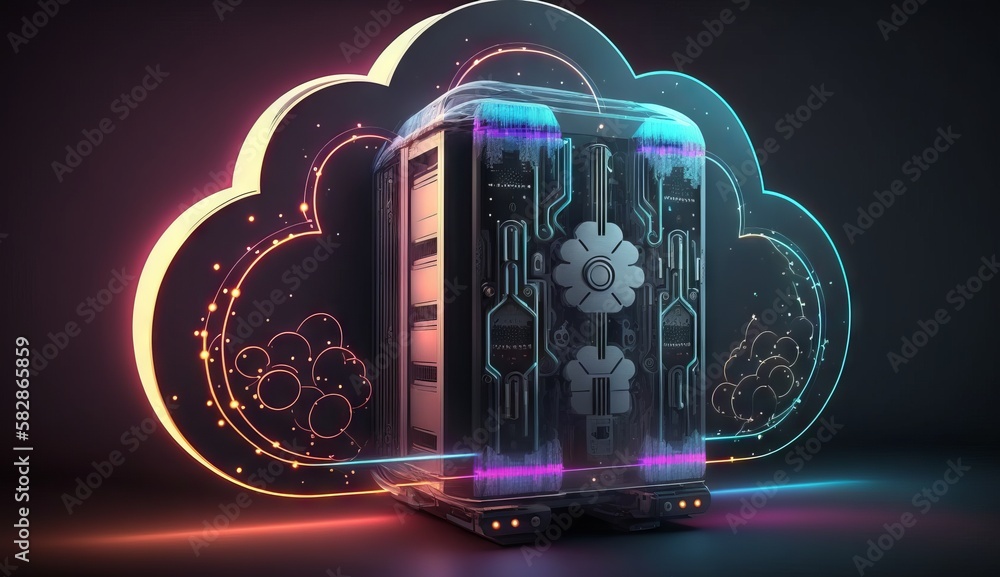 digital cloud storage icon server online social network. Generative ai