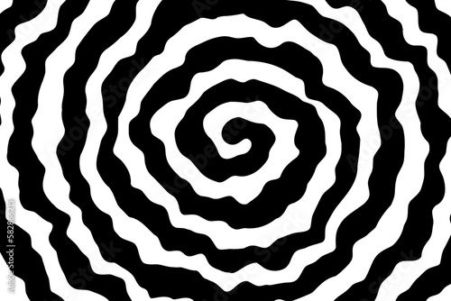 Vector hand drawn, abstract background. Illustration of vortex, optical illusion, op art effect.