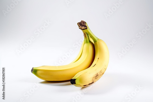 bananas isolated on white background. Healthy food and breakfast concept. AI generated image.