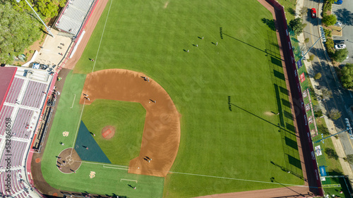 Obraz na płótnie Aerial view of a baseball field.