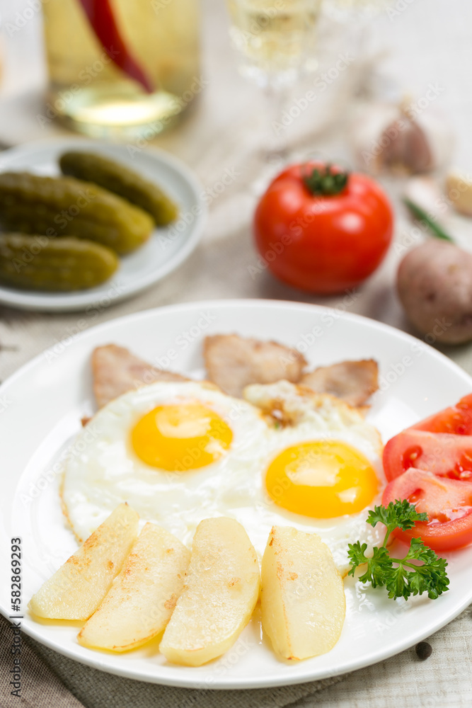 fried eggs with bacon fried eggs with bacon