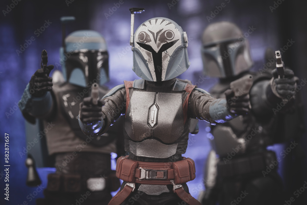 NEW YORK USA, MAR 18 2023 Mandalorian fighters and Bo Katan Kryze with
