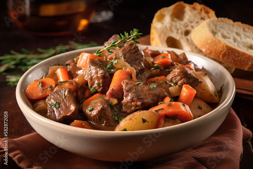 Belgian beef stew with carrots and potatoes