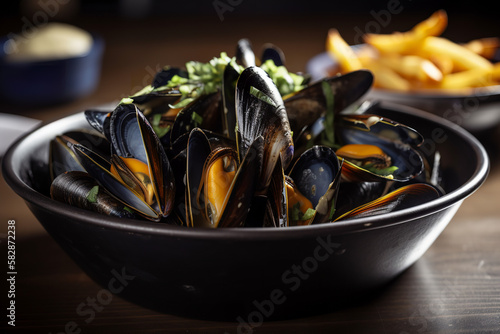 Belgian Moules Frites (Mussels with Fries) 