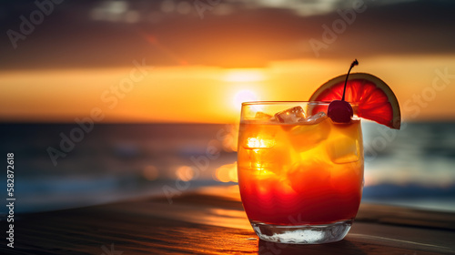 A glass of Tequila Sunrise cocktail