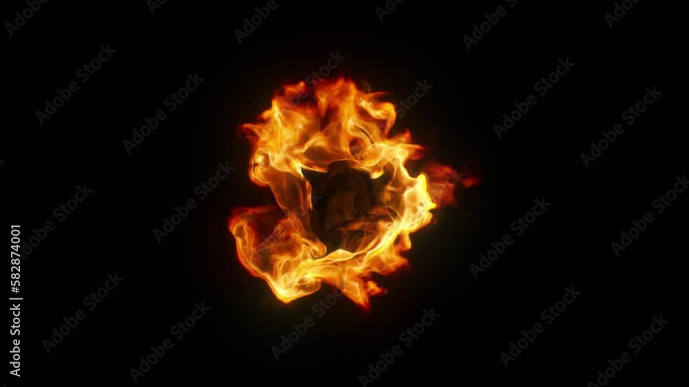 Burning fireball on transparent background. swirling flames. Magical or Mystical visual special effect. Smooth looping animation.