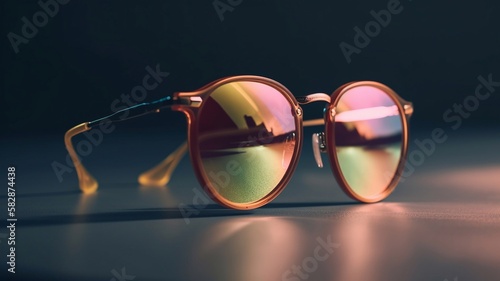 Colorful sunglasses, close-up. Generative AI.