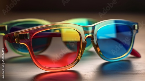 Colorful sunglasses, close-up. Generative AI.