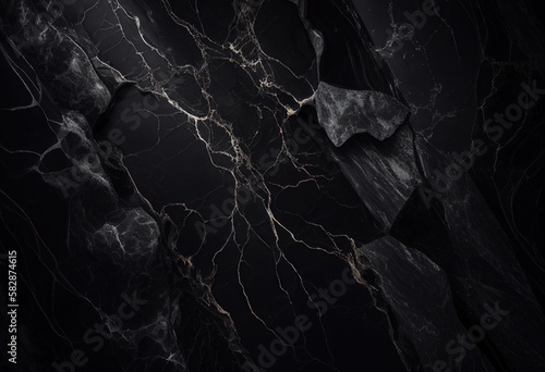 Black Marble Texture Background, Abstract Artistic Backdrop, Generative AI