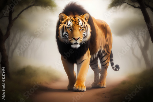 majestic and powerful animal  lion  tiger 