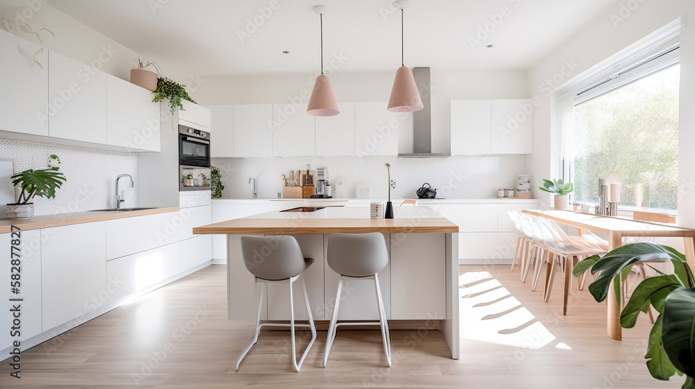 Modern bright kitchen interior. AI generated. Modern bright kitchen interior. AI generated.
