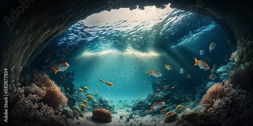 underwater view of the sea, Generative AI