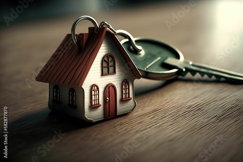House key on keychain, Geenrative AI © Tutorieleasyway