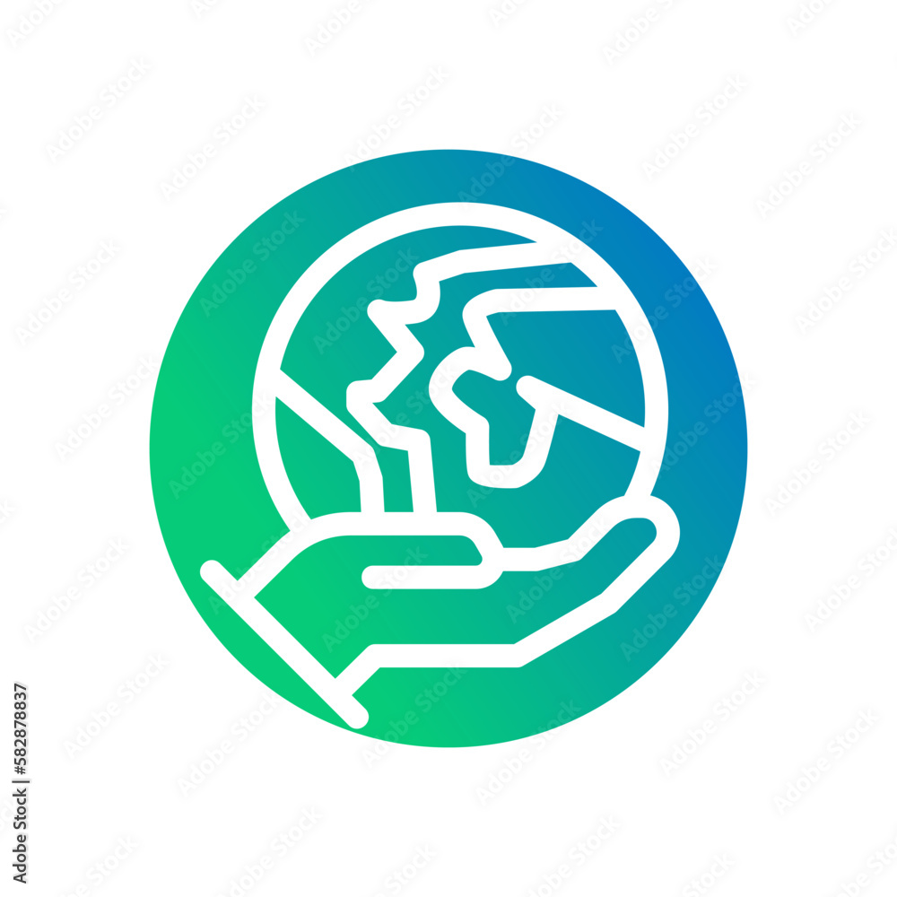 Holding world globe earth environment gradient white outline icon Holding world globe earth environment gradient white outline icon
