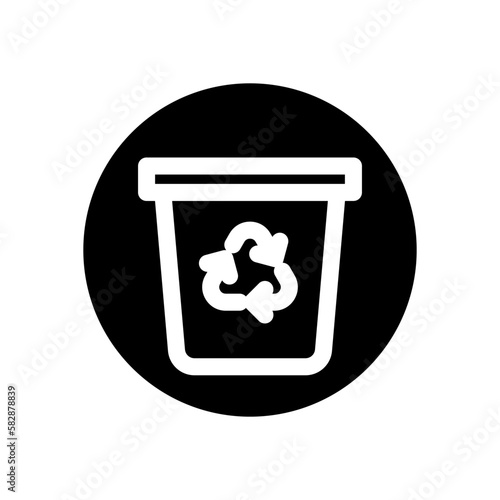 Ecology trach can recycle bin environment white outline icon photo