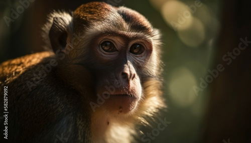 brown monkey in the wild, sun and rain environment © The animal shed 274