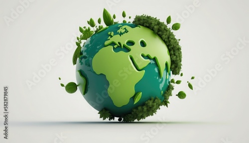 environment Earth Day planet nature concept with globe on white background, earth green natural background, Illustration of the green planet earth, 