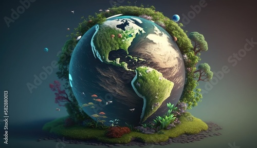 earth green natural background  Illustration of the green planet earth  environment Earth Day planet nature concept with globe