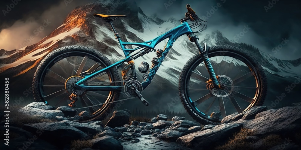 Customized mountain bike with sturdy frame and advanced suspension ...