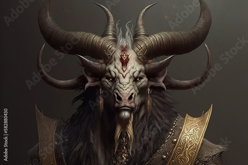 Ancient Rulers of the Land - A Royal Horned Beast Generative AI