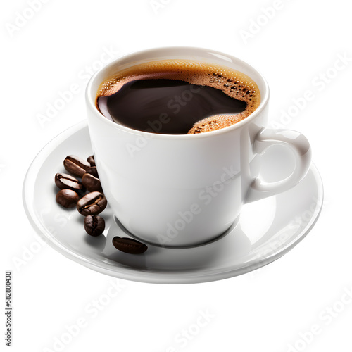 coffee cup isolated on a white background, coffee cup/mug with hot black coffee, isolated design element, Generative AI