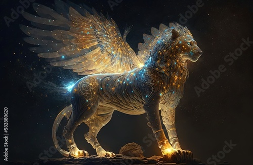 Celestial Protector  An Enchanted Creature Illuminated in Art Generative AI