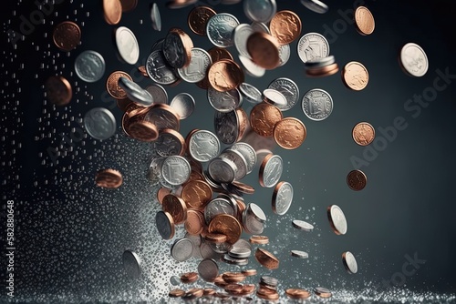 Copper, Nickel, and Silver Freefall: A Falling Coins Picture Generative AI